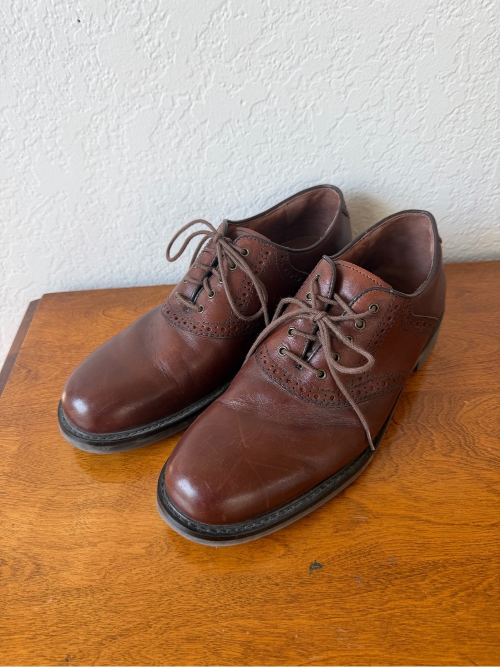 Johnston & Murphy Brown Leather Saddle Brogue Dress Derby Shoes 9W